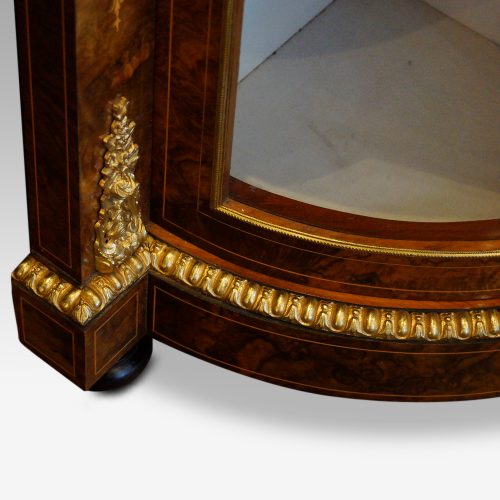 Victorian inlaid walnut credenza on feet corner