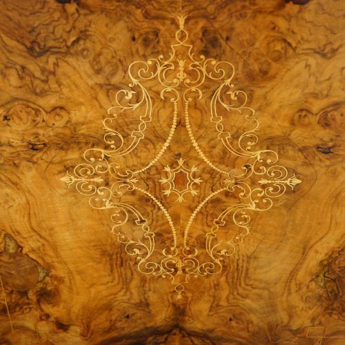 Victorian inlaid walnut credenza on feet door inlay