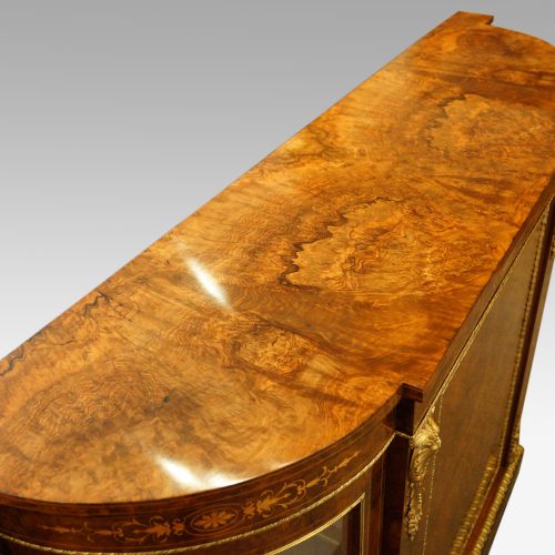 Victorian inlaid walnut credenza on feet top