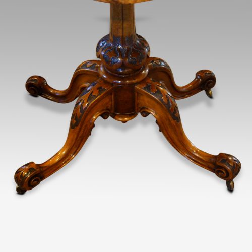 Victorian inlaid walnut oval centre table base