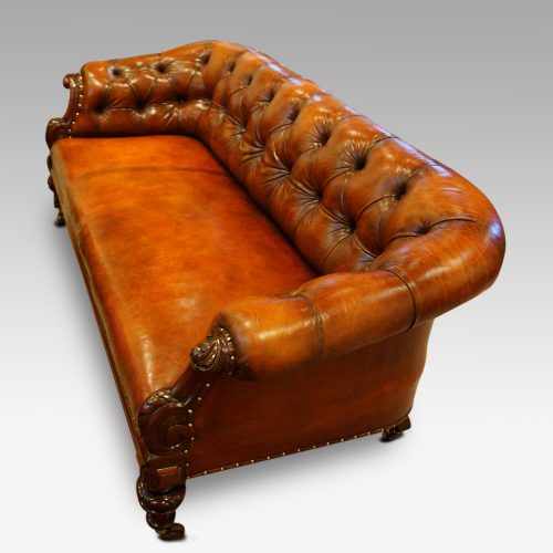 Victorian leather chesterfield end view