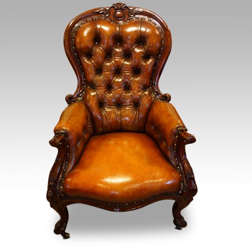 Victorian mahogany and leather reading chair