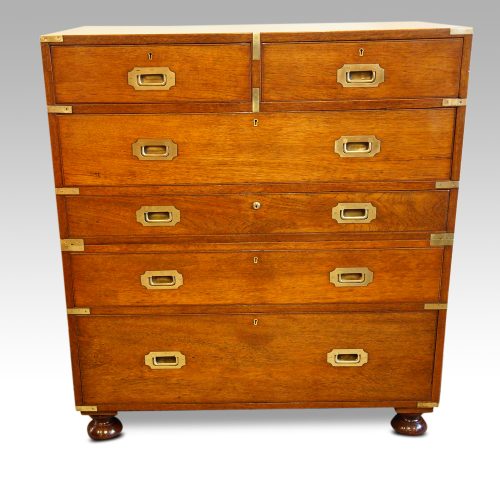 Victorian teak secretaire military chest