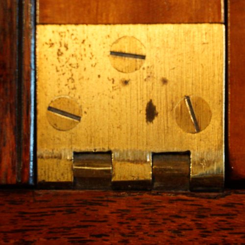 Victorian teak secretaire military chest hinge