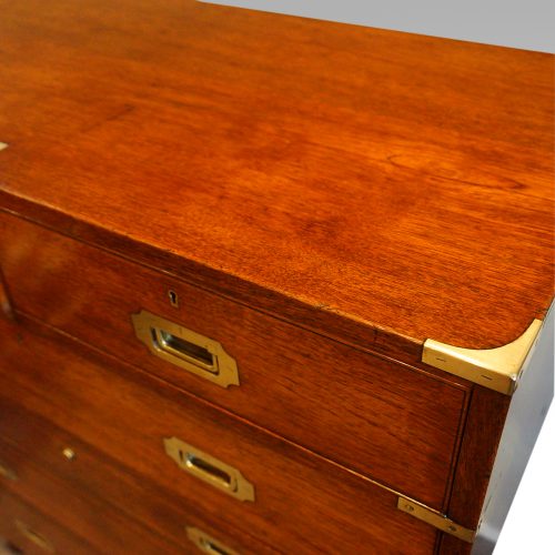 Victorian teak secretaire military chest top