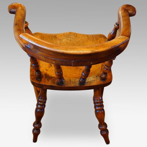 Victorian yew wood captains chair rear
