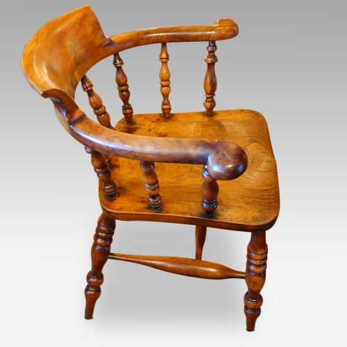 Victorian yew wood captains chair side