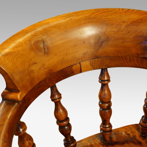 Victorian yew wood captains chair top rail