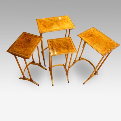 Walnut cross banded nest of 4 tables all