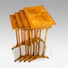 Walnut cross banded nest of 4 tables side view