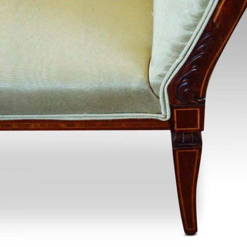 Edwardian inlaid mahogany small settee leg