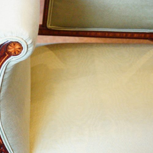 Edwardian inlaid mahogany small settee material