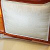 Edwardian inlaid mahogany small settee panel