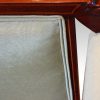 Edwardian inlaid mahogany small settee piping