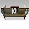 Edwardian inlaid mahogany small settee rear