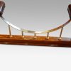 Edwardian oak and brass club fender centre