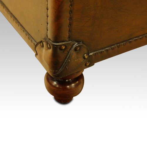 Leather trunk coffee table bottom corner