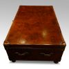 Leather trunk coffee table end view