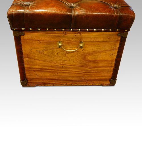 Victorian camphor trunk with leather corners end