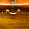Victorian camphor trunk with leather corners front handle