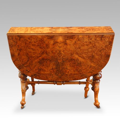 Victorian inlaid walnut Sutherland table closed