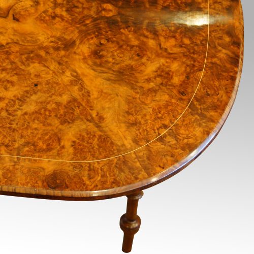 Victorian inlaid walnut Sutherland table corner