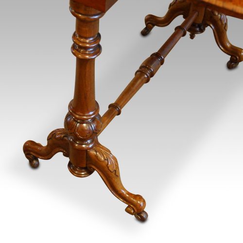 Victorian inlaid walnut Sutherland table stretcher base