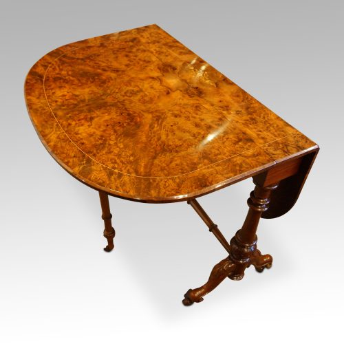 Victorian inlaid walnut Sutherland tableone flap up