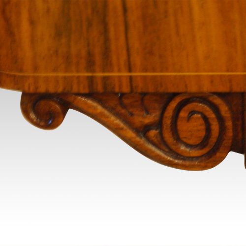 Victorian inlaid walnut card table carving