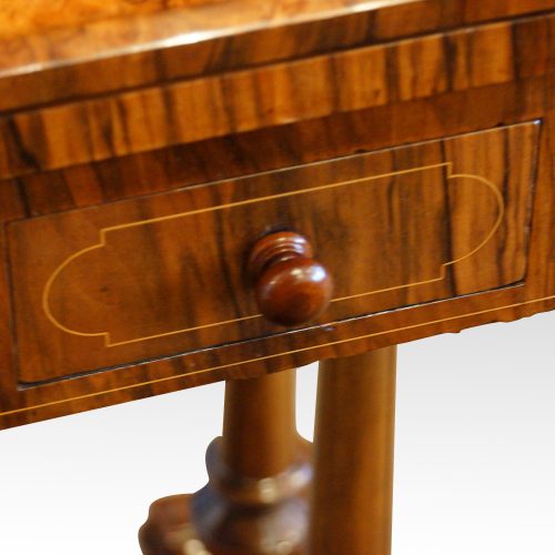 Victorian inlaid walnut card table drawer