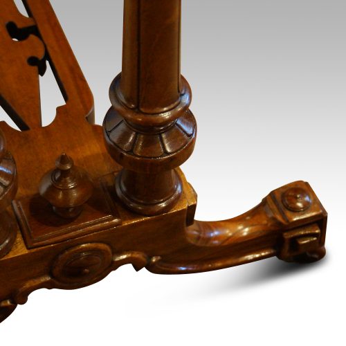 Victorian inlaid walnut card table leg