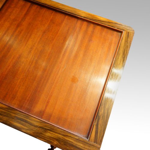 Victorian inlaid walnut card tablelining