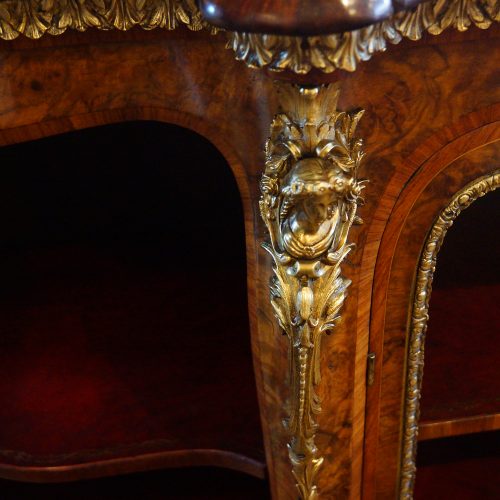 Victorian walnut open end credenza edge mount