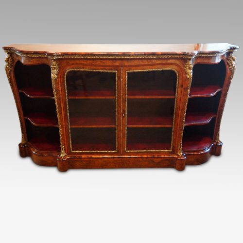 Victorian walnut open end credenza front