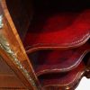 Victorian walnut open end credenza leather lined shelf
