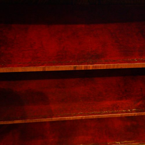 Victorian walnut open end credenza shelf detail