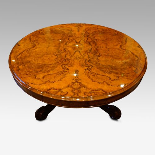 Victorian walnut oval coffee table , large end view