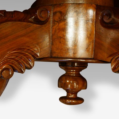 Victorian walnut oval coffee table , large finial