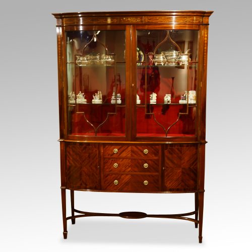 Edwardian inlaid mahogany display cabinet