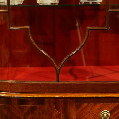 Edwardian inlaid mahogany display cabinet door astragal