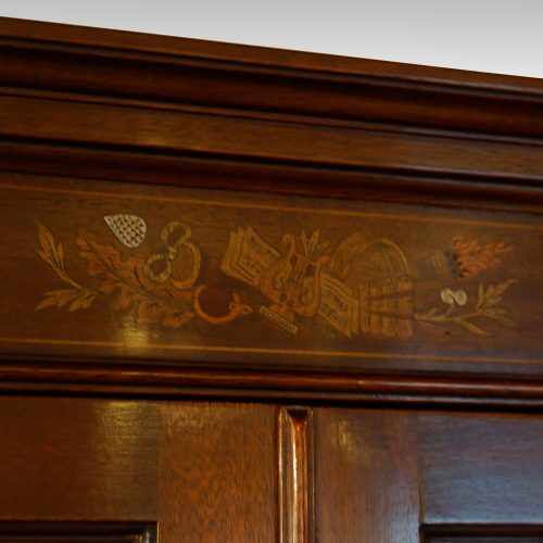 Edwardian inlaid mahogany display cabinet inlaid cornice