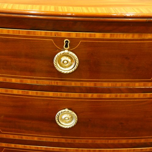 Georgian inlaid bow front chest drawer detail
