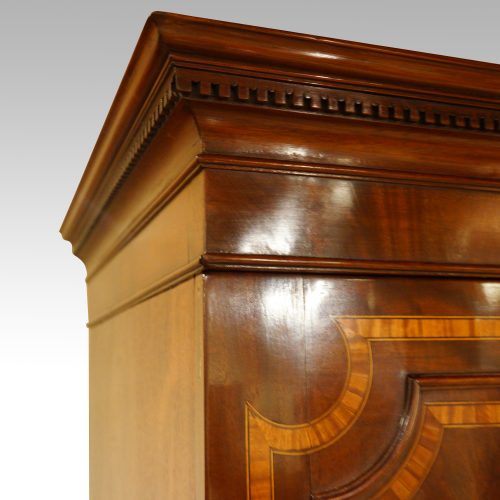 Georgian inlaid mahogany linen press cornice