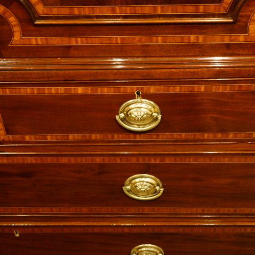 Georgian inlaid mahogany linen press front