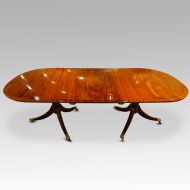 Georgian style mahogany twin pillar dining table side view