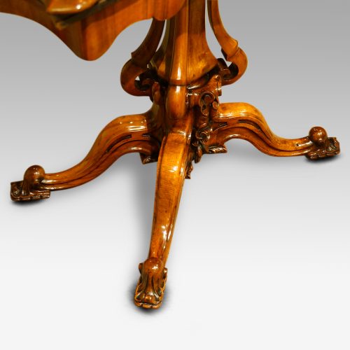 Pair of Victorian walnut cardtables base detail