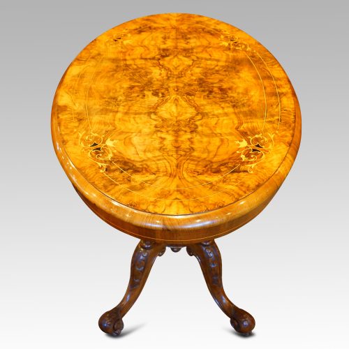 Victorian inlaid walnut oval table end view