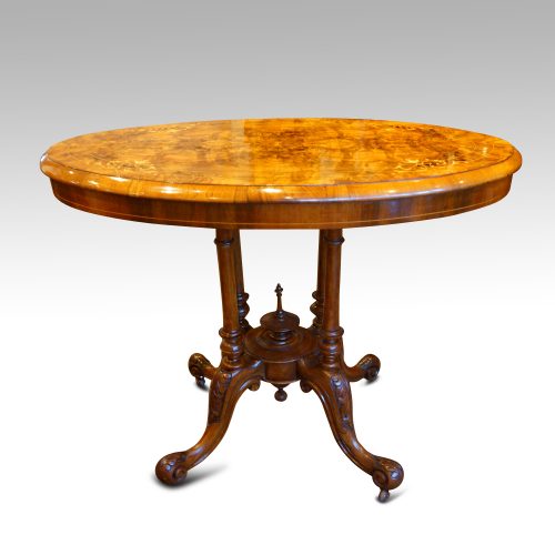 Victorian inlaid walnut oval table side
