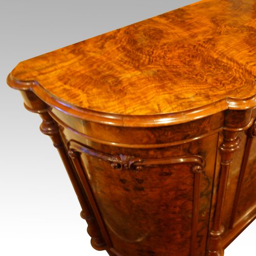 Victorian walnut credenza cabinet top end