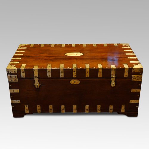 Antique brass bound campaign trunk